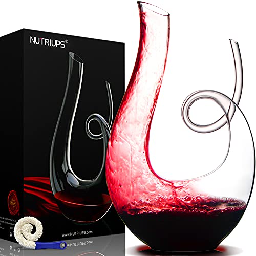 NUTRIUPS Wine Decanters, 1.2L Swan Decanters for Wine, Lead-free Wine Carafes, Clear - Image 1