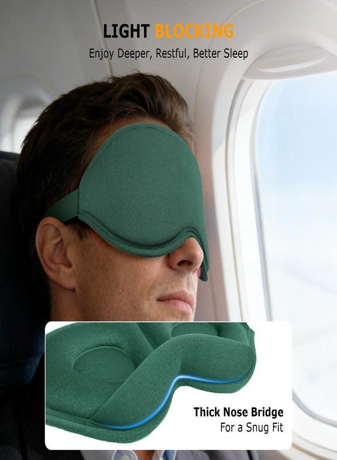 Gizmolet Sleep Mask for Side Sleepers, 3D Contoured Eye Mask with Thickened Padded Nose Bridge for Total Light Blockout, Relaxing Sleeping Mask with Adjustable Strap for Nap, Travel, Hotel, Yoga,Green - Image 3