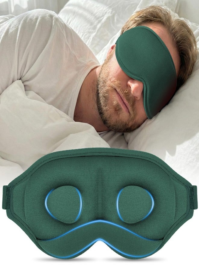 Gizmolet Sleep Mask for Side Sleepers, 3D Contoured Eye Mask with Thickened Padded Nose Bridge for Total Light Blockout, Relaxing Sleeping Mask with Adjustable Strap for Nap, Travel, Hotel, Yoga,Green - Image 1