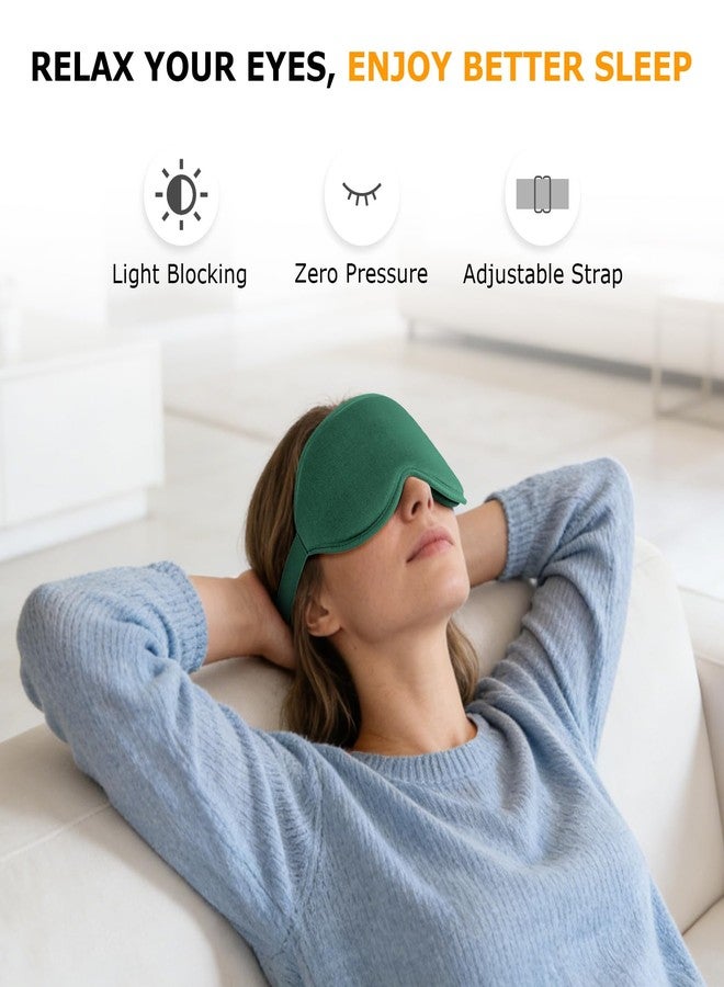 Gizmolet Sleep Mask for Side Sleepers, 3D Contoured Eye Mask with Thickened Padded Nose Bridge for Total Light Blockout, Relaxing Sleeping Mask with Adjustable Strap for Nap, Travel, Hotel, Yoga,Green - Image 2
