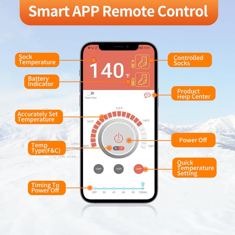 WAMOVAL Heated Socks, Heated Socks for Men Women with APP Control, 10000mAh Rechargeable Electric Up to 10 Hours Washable Winter Warm Socks Foot Warmer for Skiing Cycling Camping - Image 3