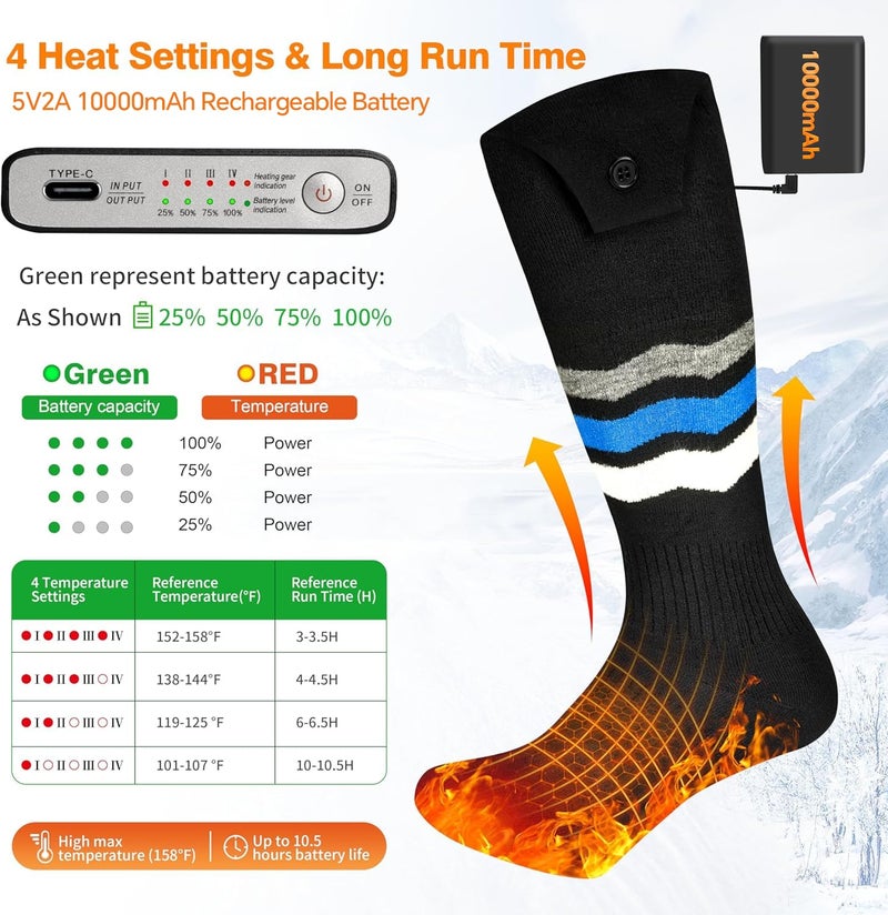 WAMOVAL Heated Socks, Heated Socks for Men Women with APP Control, 10000mAh Rechargeable Electric Up to 10 Hours Washable Winter Warm Socks Foot Warmer for Skiing Cycling Camping - Image 2