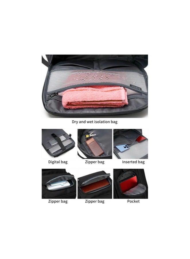 15.6-inch Waterproof Laptop Backpack Large Capacity Travel High Quality by Rahala, Black