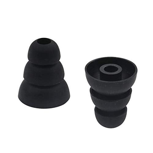 BLLQ 6 Pairs Replacement Triple Flange Conical Ear Tips Earbuds Eartips Silicone Buds for Most in Ear Headphones (Sony Senso Powerbeats Jaybird etc.) Black [S/M/L 3 Size] (3flange Tips 3) - Image 3