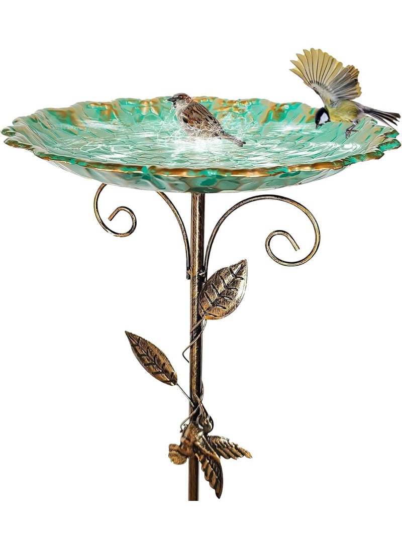 Soofam Bird Bath Bowl, Upgraded Garden Birdfeeder, Metal Standing Birdbath Bowl Decorations Frost-proof Height Adjustable for Backyard Deck Balcony Yard Outdoor - Image 1