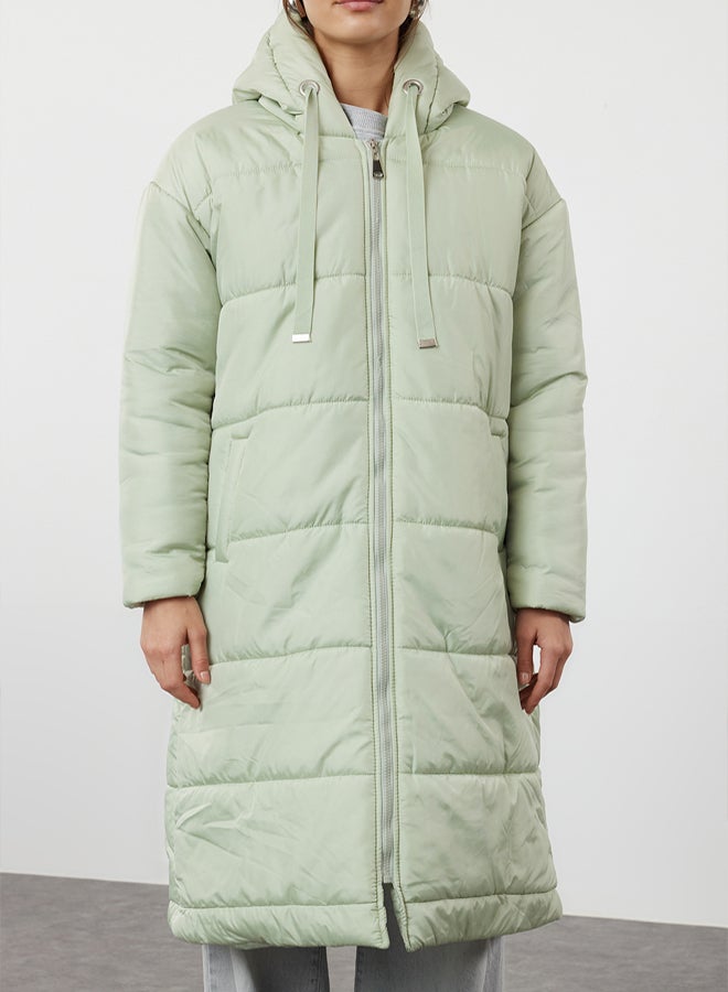 trendyol Mint Hooded Water Repellent Puffer Coat - Image 4