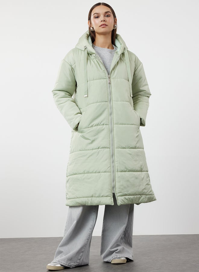 trendyol Mint Hooded Water Repellent Puffer Coat - Image 2