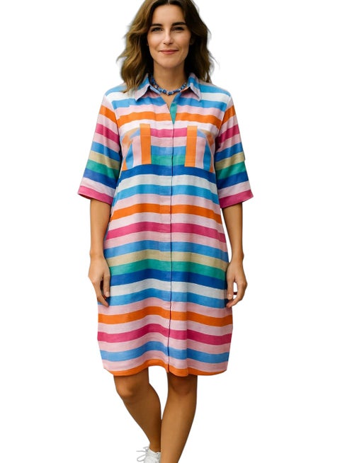 Women striped shirt dress colors casual