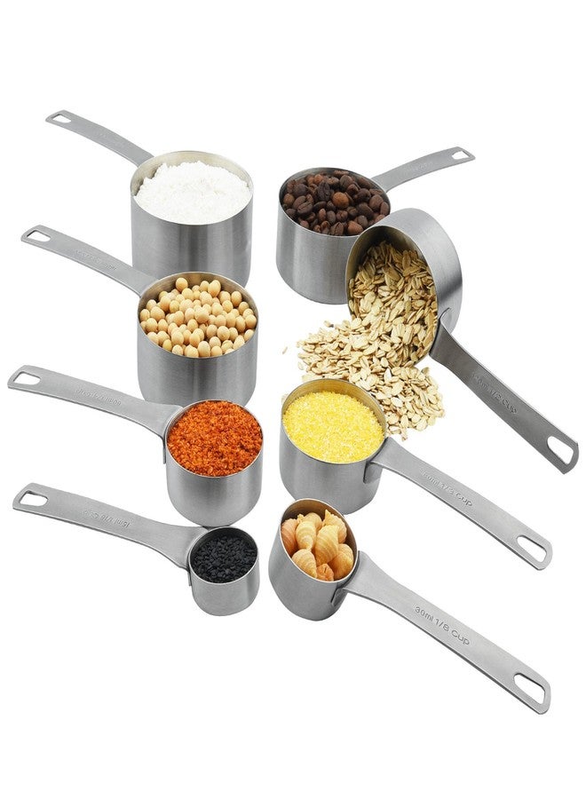 Viwehots Measuring Cups Set 8, 18/8 Stainless Steel Measuring Cup for Dry & Liquid, Metric & US Measurement Cups for Kitchen & Baking, Heavy Duty Measure Cups with 1/16,1/8,1/4,1/3,1/2,2/3,3/4 &1 Cup - Image 2