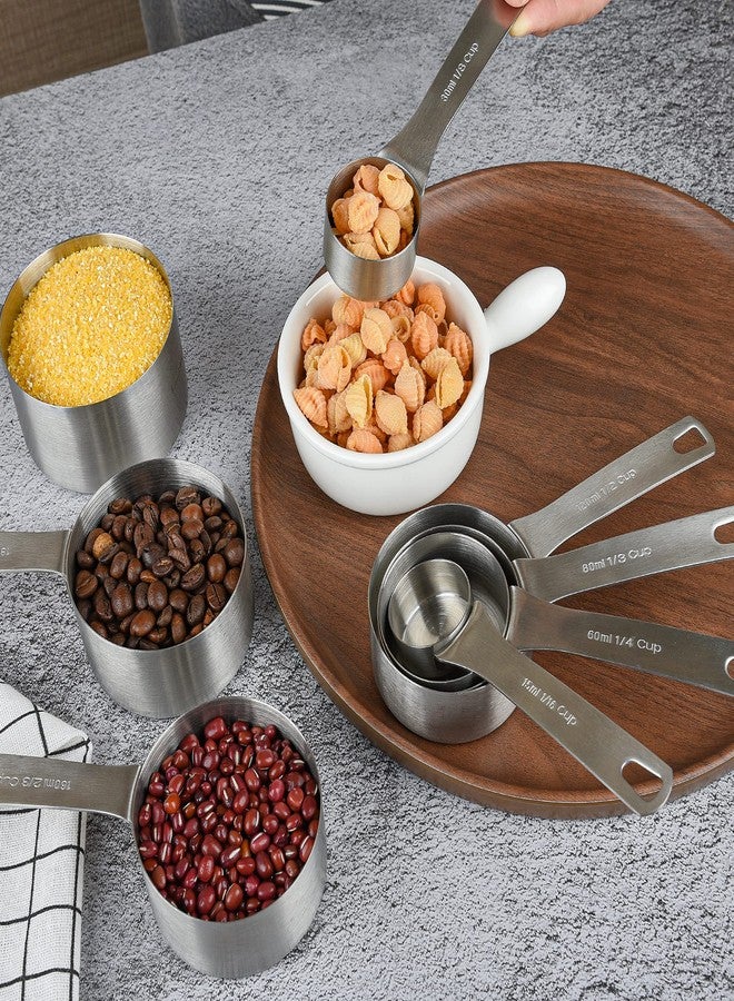 Viwehots Measuring Cups Set 8, 18/8 Stainless Steel Measuring Cup for Dry & Liquid, Metric & US Measurement Cups for Kitchen & Baking, Heavy Duty Measure Cups with 1/16,1/8,1/4,1/3,1/2,2/3,3/4 &1 Cup - Image 5