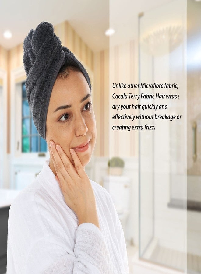 Cacala Terry Cloth Shower Cap for Women - Luxurious Hair Towel Wrap - Non-Frizz Hair Wraps for Women Wet Hair with Holding Loop and Buttons - Highly Absorbent Head Wrap with Accessories - 3pcs - Image 5