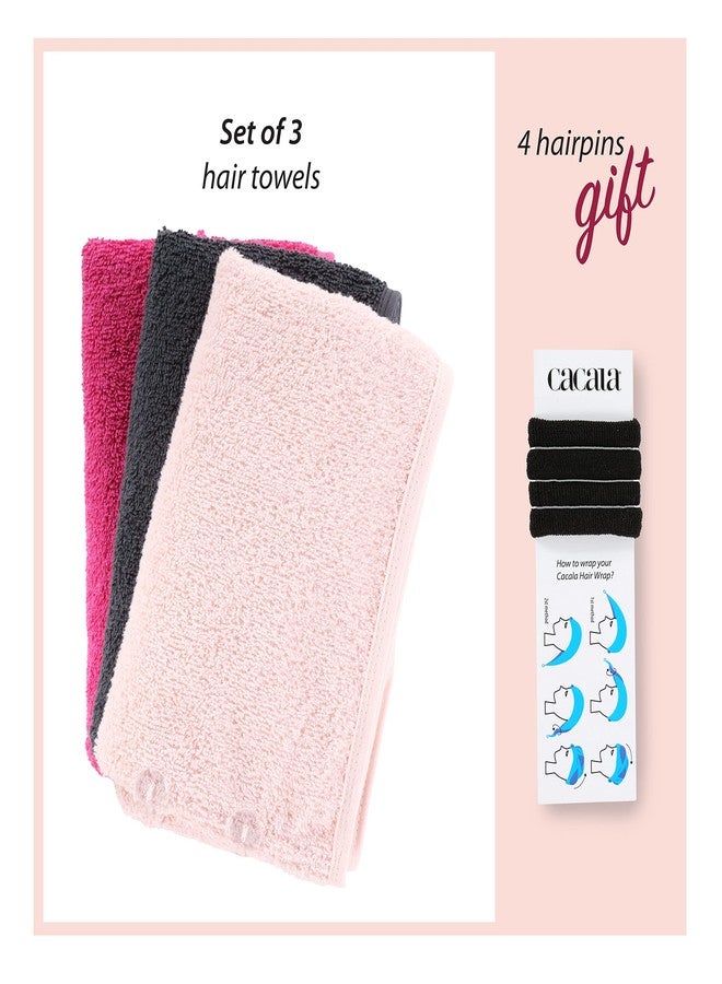 Cacala Terry Cloth Shower Cap for Women - Luxurious Hair Towel Wrap - Non-Frizz Hair Wraps for Women Wet Hair with Holding Loop and Buttons - Highly Absorbent Head Wrap with Accessories - 3pcs - Image 2