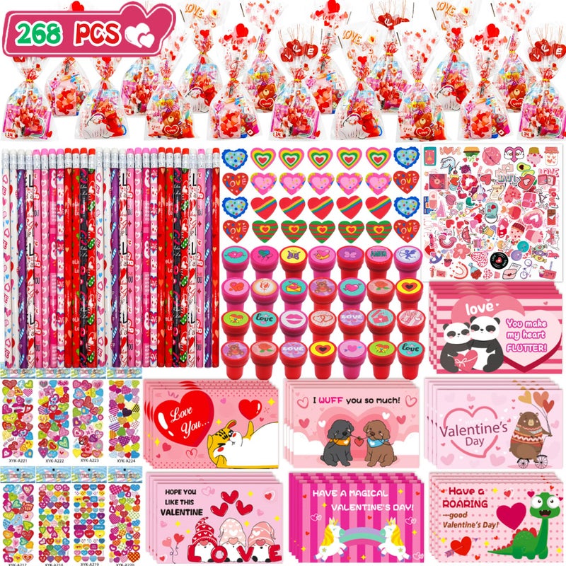 Phaorui 268pcs Valentines Day Gifts for Kids Classroom Valentines Goodie Bags Stuffers Valentine Card Gift for Kid Valentine Classroom Party Favors Prizes for Kids Girls - Image 3