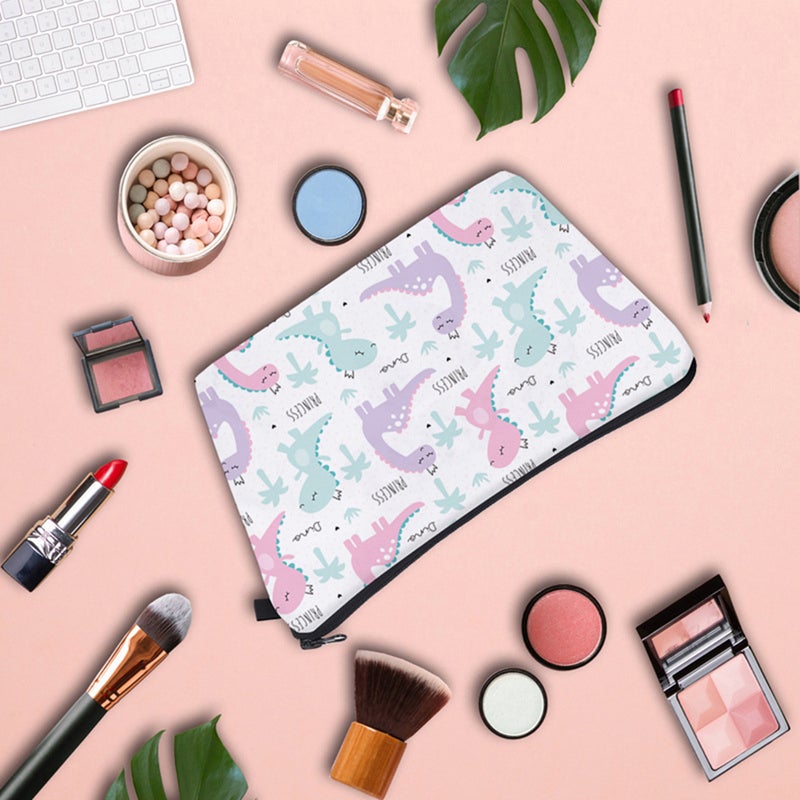 1pc Printing Makeup Bag Cartoon Dinosaur Handbag Sundries Storage Pouch Multi-function Toiletries Holder - Image 2