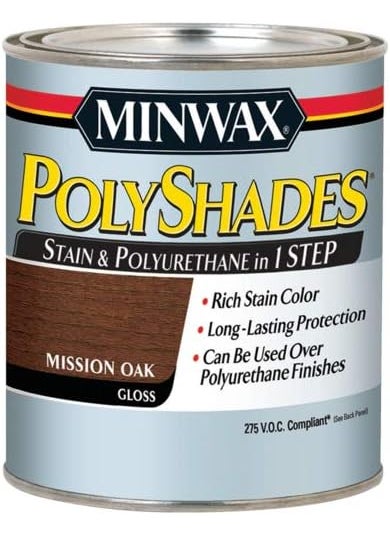 Minwax Minwax 217854444 Polyshades  Stain  Polyurethane in 1 Step 275 VOC 12 pint Mission Oak Gloss  - Image 1