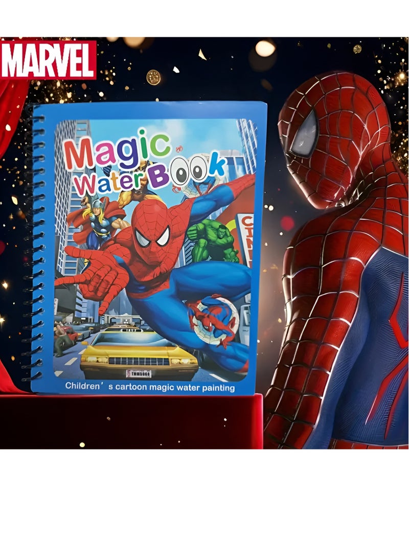 MARVEL Spiderman Magic Water Coloring Book for Kids with Random Color Pen – Reusable Marvel Superhero Painting Book – Educational Activity Toy for Boys & Girls – Mess-Free Water Reveal Pages  – Develops Creativity & Fine Motor Skills – Ideal Birthday Gift for Children Ages 3+ – Spider-Man Art & Drawing Set – Safe Non-Toxic Materials – Perfect for Home, School & On-the-Go Play - Image 1