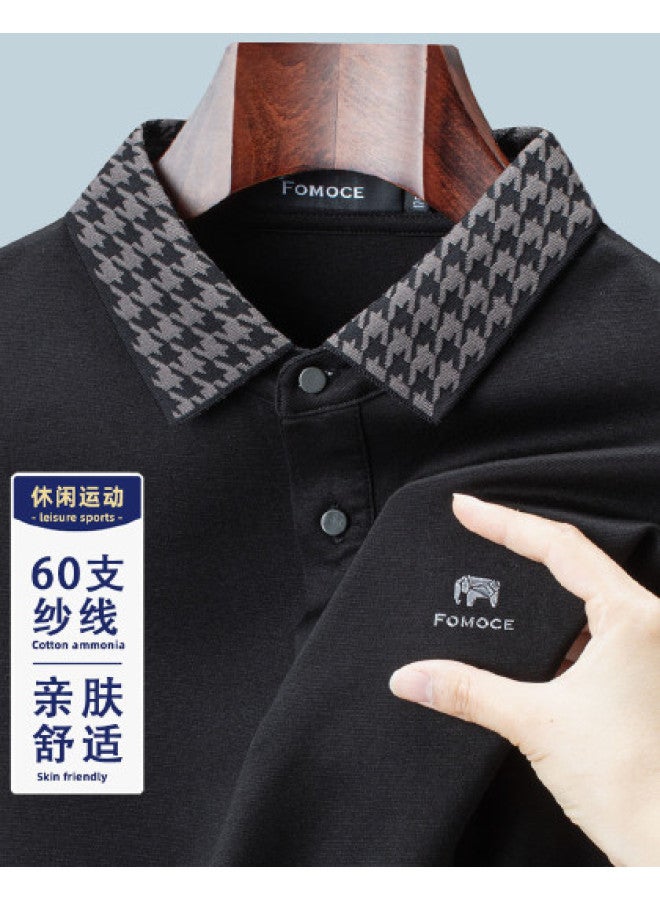 Fomoce 2024 Spring/summer Soft Comfortable Casual Versatile Long-sleeve Polo Shirt For Men - Image 1
