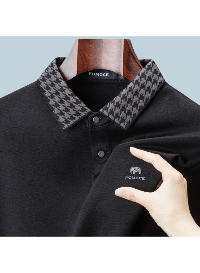 Fomoce 2024 Spring/summer Soft Comfortable Casual Versatile Long-sleeve Polo Shirt For Men - Image 3