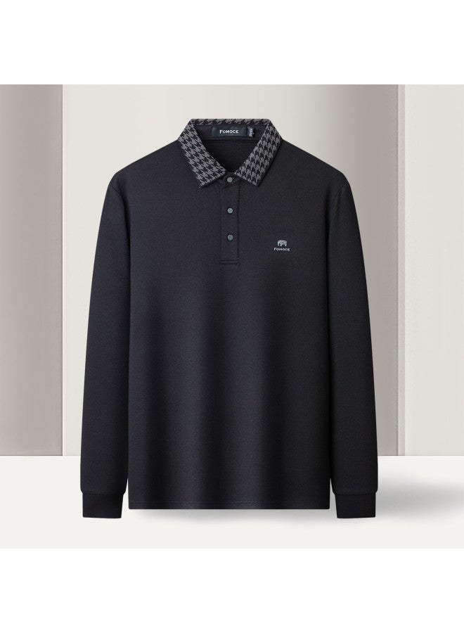 Fomoce 2024 Spring/summer Soft Comfortable Casual Versatile Long-sleeve Polo Shirt For Men - Image 4