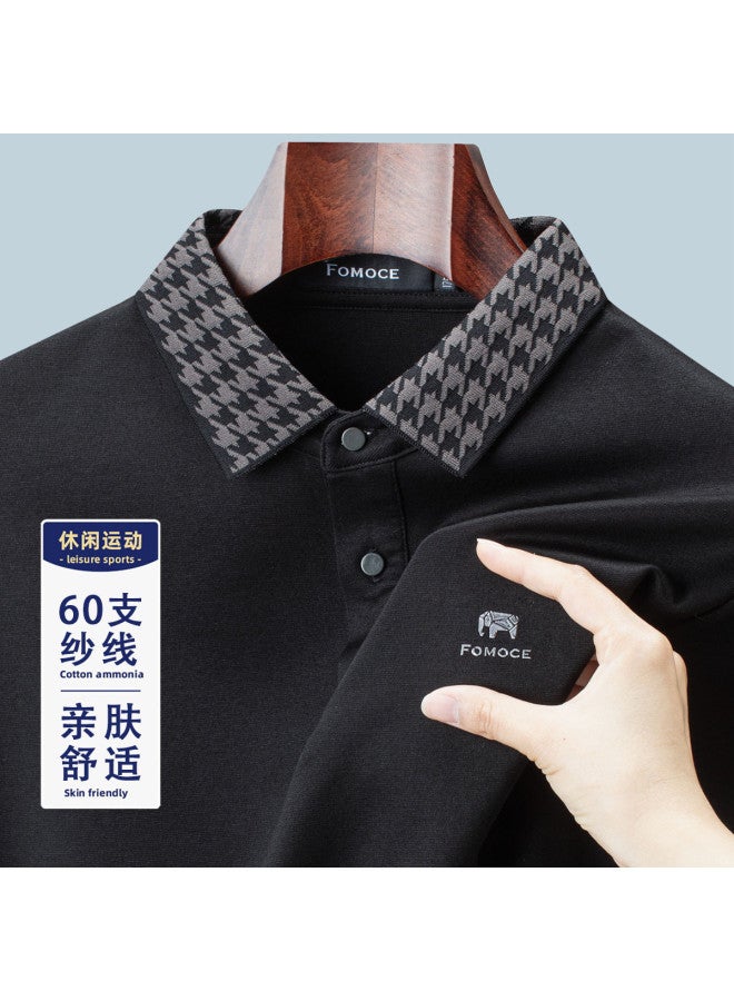 Fomoce 2024 Spring/summer Soft Comfortable Casual Versatile Long-sleeve Polo Shirt For Men - Image 2