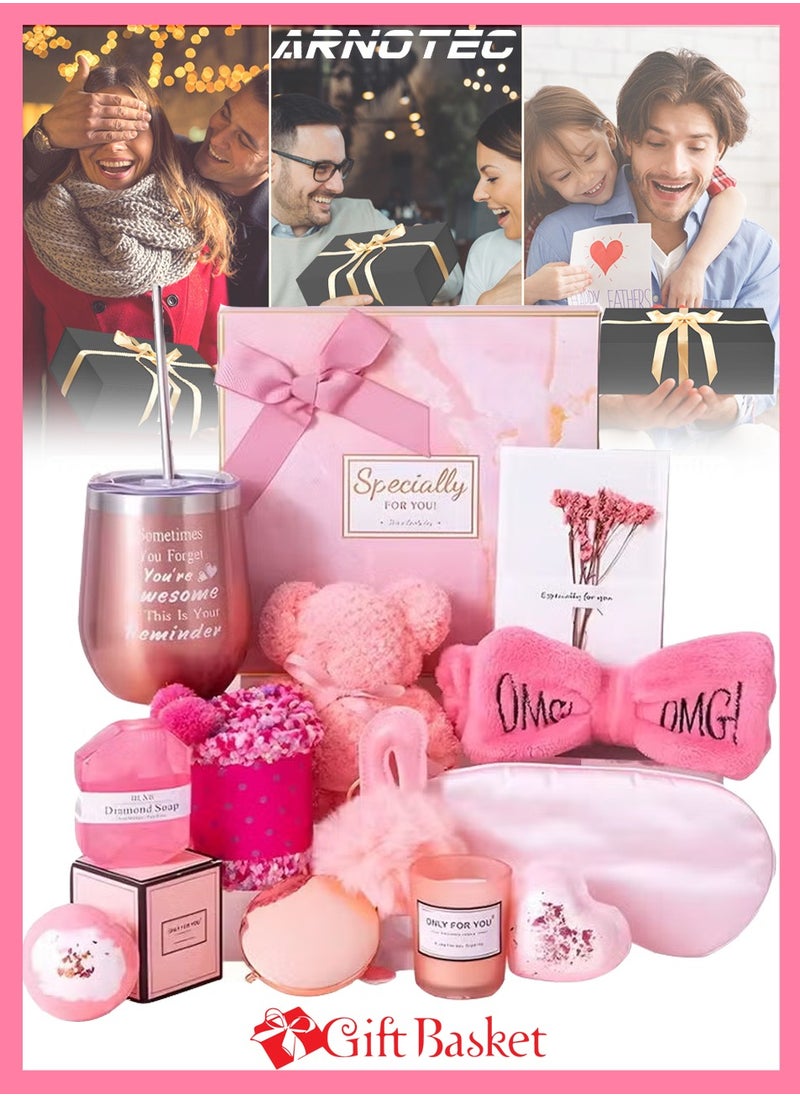 ARNOTEC Gift Basket for Women - Birthday Gift Box, Get Well Soon Gift Set Contains 13 Inspirational Gifts, Relaxing Spa Treatment Package for Women, Bestie Friendship, Female Friend Gift  - Image 1