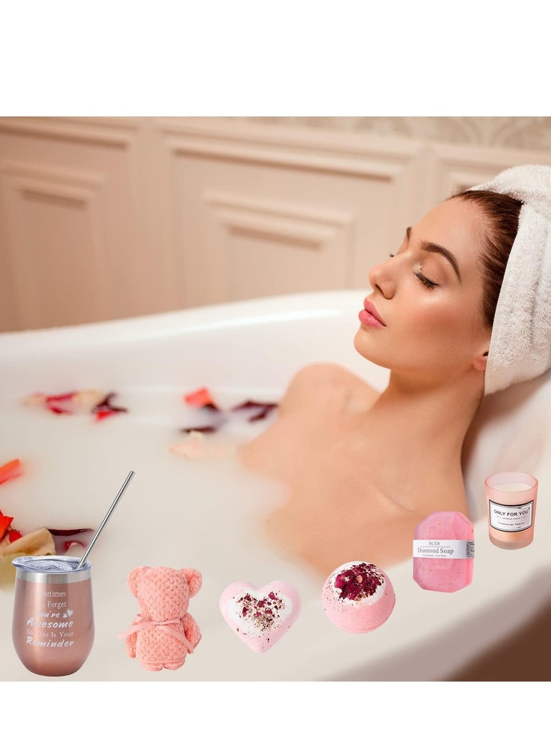 Gift Basket for Women - Birthday Gift Box, Get Well Soon Gift Set Contains 13 Inspirational Gifts, Relaxing Spa Treatment Package for Women, Bestie Friendship, Female Friend Gift