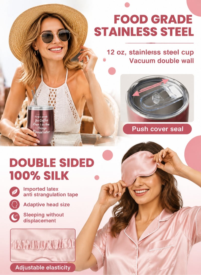 ARNOTEC Women's Self-Care Gift Box – Mother's Day, Birthday & Holiday Gift Set | 13 Relaxing Spa Essentials including Rose Gold Tumbler, Bear Towel, Eye Mask, Scented Candle, Bath Bombs, Handmade Soap & Accessories - Image 5