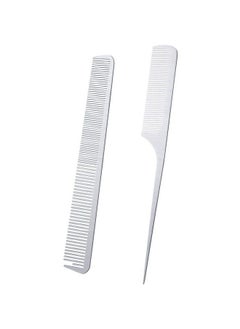 BOAO 2 Pieces Metal Tail Combs Silver Rat Tail Hair Combs Fine Cutting Comb Teasing Pintail Barber Comb Stainless Steel Hair Styling Cutting Comb (Rat Tail And Fine Cutting Comb)  - Image 2