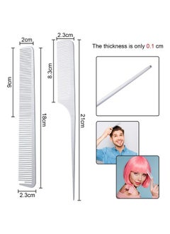 BOAO 2 Pieces Metal Tail Combs Silver Rat Tail Hair Combs Fine Cutting Comb Teasing Pintail Barber Comb Stainless Steel Hair Styling Cutting Comb (Rat Tail And Fine Cutting Comb)  - Image 3