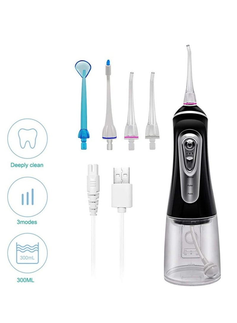 Arabest جهاز تنظيف الأسنان بالماء اللاسلكي، جهاز تنظيف الأسنان المحمول بخمسة أوضاع، 6 رؤوس بديلة، مقاوم للماء بدرجة IPX7، خيط تنظيف الأسنان بالماء قابل لإعادة الشحن للاستخدام في المنزل والسفر - Image 4