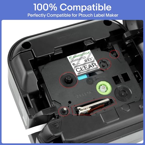 GREENCYCLE 4 Pack TZe-111 6mm Black on Clear Label Tape Compatible for Brother Ptouch TZe111 TZ-111 6mm 0.23 Laminated Clear Tape for Ptouch PT-D210 D220 H110 H100 D400 D600 Label Maker - Image 2