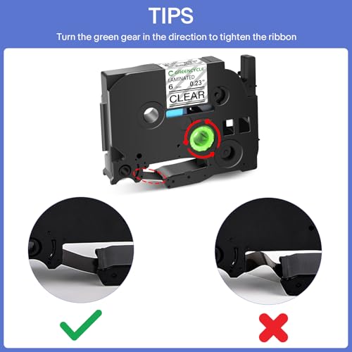 GREENCYCLE 4 Pack TZe-111 6mm Black on Clear Label Tape Compatible for Brother Ptouch TZe111 TZ-111 6mm 0.23 Laminated Clear Tape for Ptouch PT-D210 D220 H110 H100 D400 D600 Label Maker - Image 3