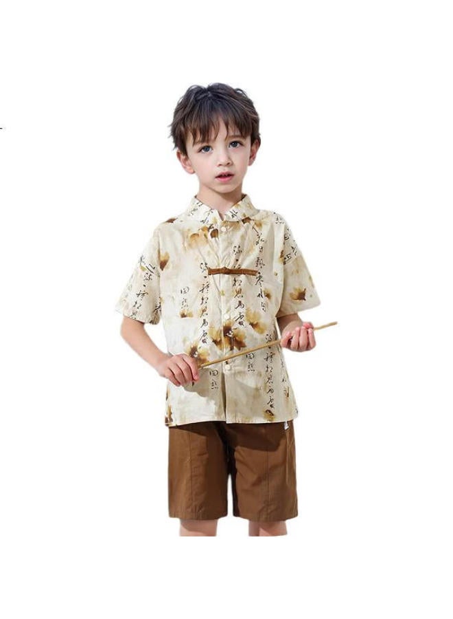 Snoopy Boys' Hanfu Children'S Outfit, Short-Sleeve Shorts, Chinese-Style Two-Piece Set, New Chinese-Style Improved Tang Suit, Lightweight Summer Version - Image 2