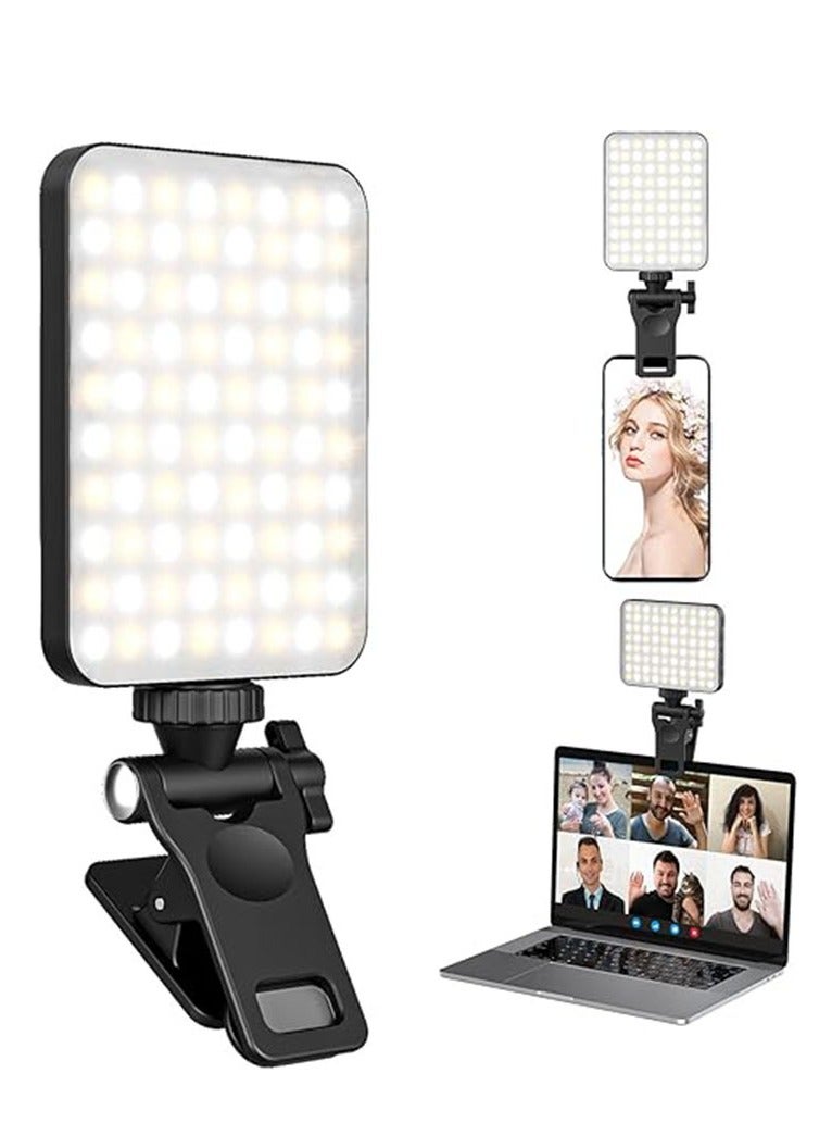 Arabest Rechargeable Selfie Light, Clip Fill Light for Phone Laptop Tablet Portable Light for Video Conference Live Streaming Zoom Call Makeup Picture (Black) - Image 1
