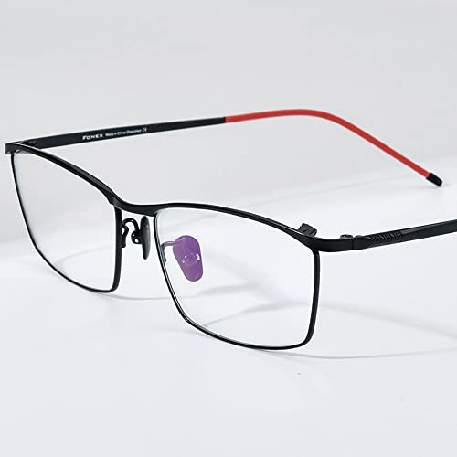 FONEX Titanium Glasses Frame Men,Rimless Square Eyeglasses Frameless Myopia Optical Eyewear 8557 (F85726 Black) - Image 2