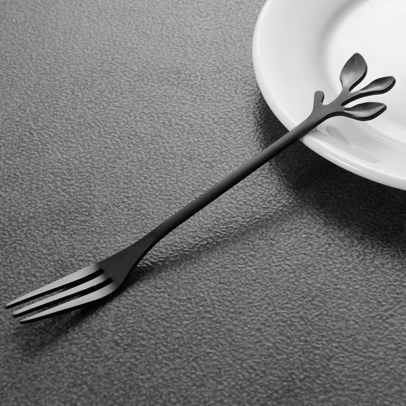 AnSaw Elegant Swan Base Holder Set with 10 pcs Black Leaf 4.7" Stainless Steel Mini Forks for Appetizer, Fruit, Dessert, Cake & Salad - Image 3