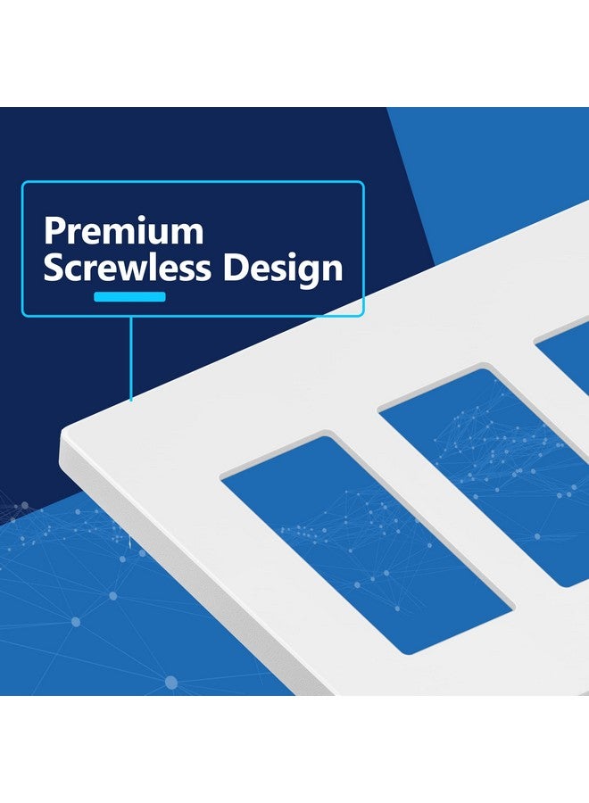 LIDER Matte Finish Triple Decorator Switch Cover, Screwless Wall Plate, Mid-Size 3-Gang 4.88" x 6.77", Polycarbonate Thermoplastic, UL Listed, LSWP-33M-W, White - Image 1