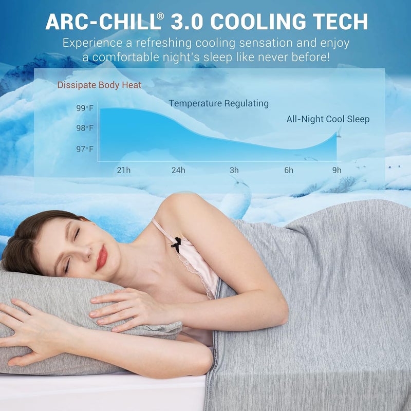 Elegear Cooling Blanket, Revolutionary Queen Size Summer Blanket, Absorbs Body Heat to Keep Cool on Hot Nights, Q-Max 0.4 Cooling Fiber,100% Cotton Backing Blanket - Gray, 79"x86" - Image 2