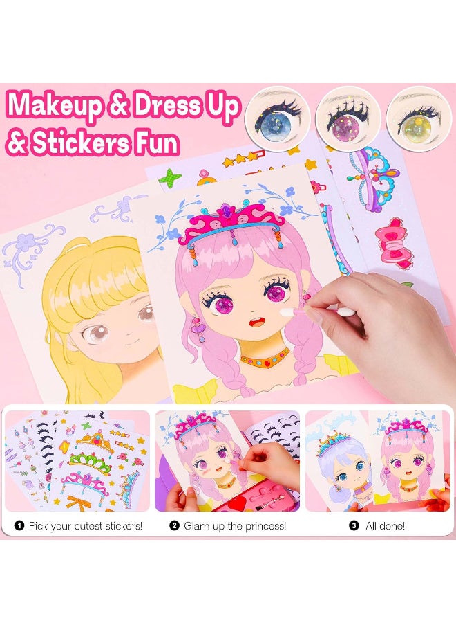 TFiOXL 4-in-1 Dress Up Game Set Princess Fantasy Makeup, Pretty Pretty Princess Game, Girls Toy Kit with Diamond Painting & Dress Up Set, DIY Paper Makeup Arts and Crafts  - Image 3