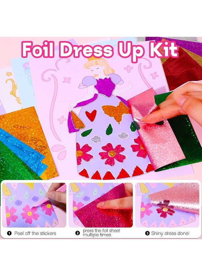 TFiOXL 4-in-1 Dress Up Game Set Princess Fantasy Makeup, Pretty Pretty Princess Game, Girls Toy Kit with Diamond Painting & Dress Up Set, DIY Paper Makeup Arts and Crafts  - Image 5
