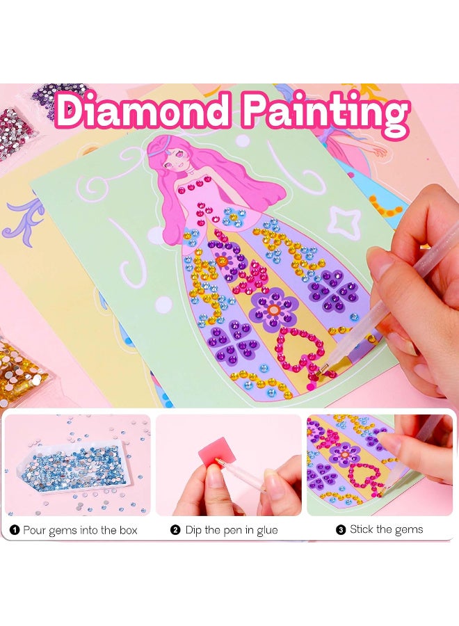TFiOXL 4-in-1 Dress Up Game Set Princess Fantasy Makeup, Pretty Pretty Princess Game, Girls Toy Kit with Diamond Painting & Dress Up Set, DIY Paper Makeup Arts and Crafts  - Image 4