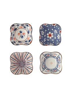 Ceramic Bowls Set of 4, Hand-Painted Ceramic Bowls,Ceramic Pinch Bowls, Small Snack Bowls for Tapas, Olive, Soy Sauce Dish, Dip Bowls, Ingredients 8.5cm*4cm