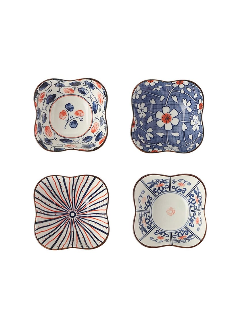 SYOSI - Ceramic Bowls Set of 4, Hand-Painted Ceramic Bowls,Ceramic Pinch Bowls, Small Snack Bowls for Tapas, Olive, Soy Sauce Dish, Dip Bowls, Ingredients 8.5cm*4cm - Image 1