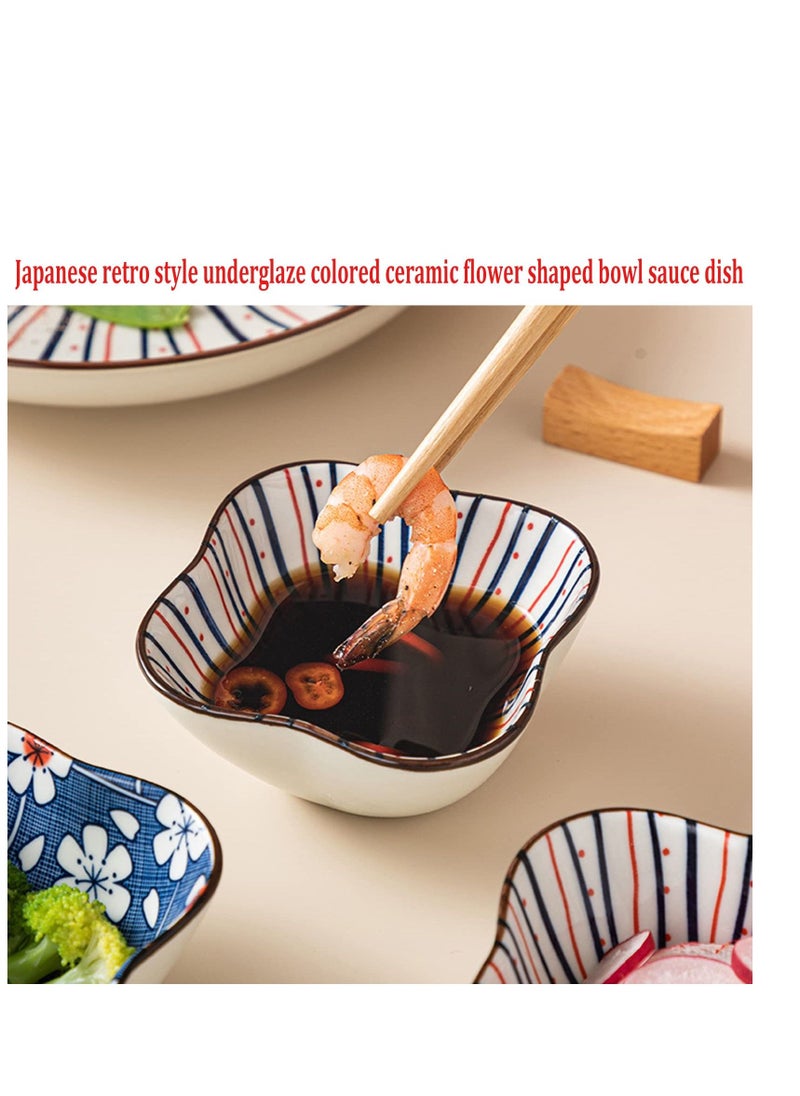 SYOSI - Ceramic Bowls Set of 4, Hand-Painted Ceramic Bowls,Ceramic Pinch Bowls, Small Snack Bowls for Tapas, Olive, Soy Sauce Dish, Dip Bowls, Ingredients 8.5cm*4cm - Image 1