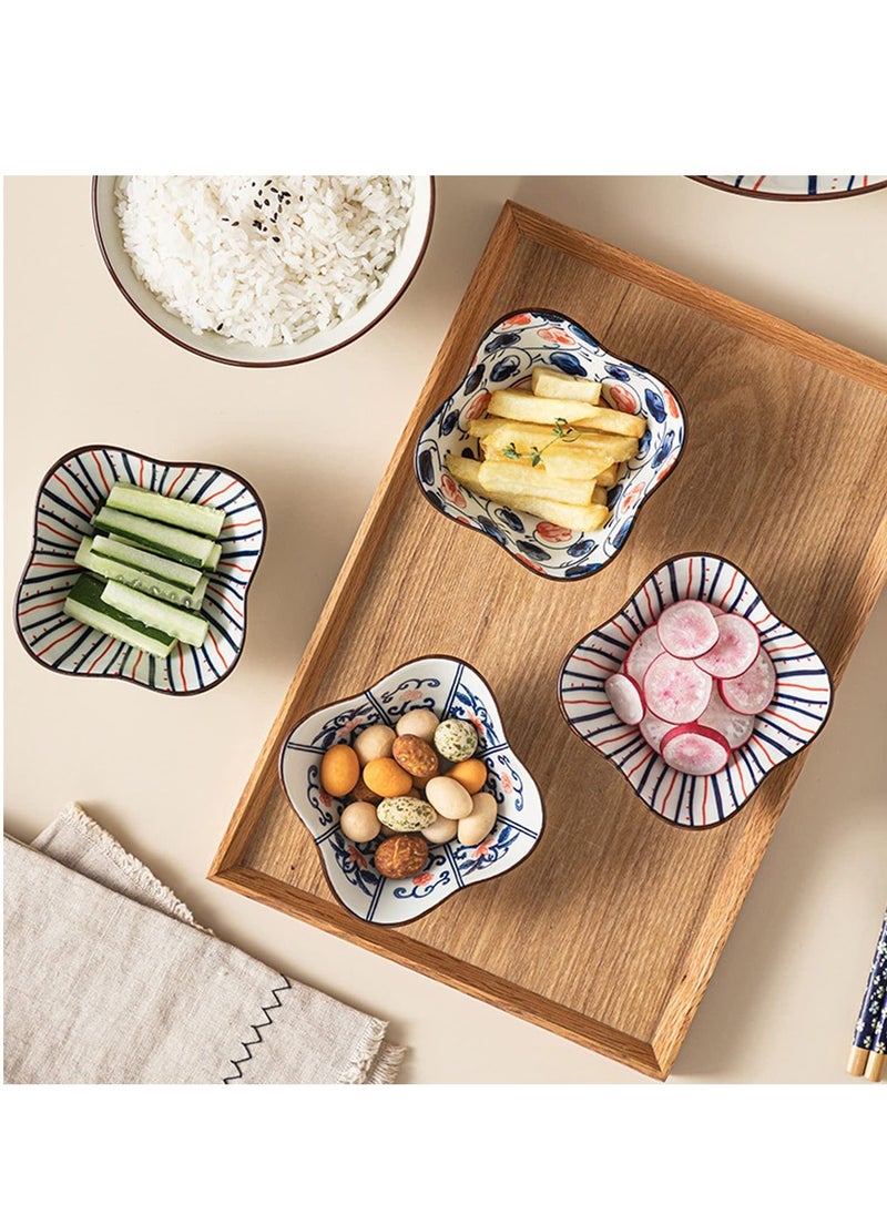SYOSI - Ceramic Bowls Set of 4, Hand-Painted Ceramic Bowls,Ceramic Pinch Bowls, Small Snack Bowls for Tapas, Olive, Soy Sauce Dish, Dip Bowls, Ingredients 8.5cm*4cm - Image 1