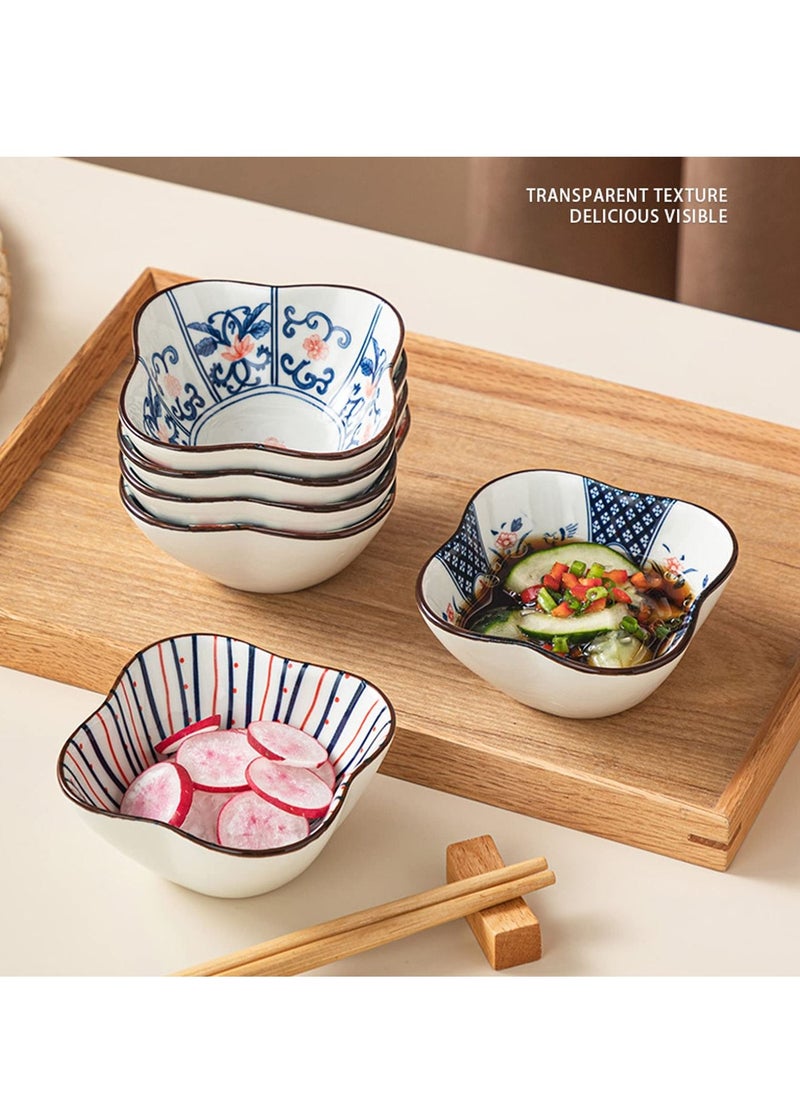 SYOSI - Ceramic Bowls Set of 4, Hand-Painted Ceramic Bowls,Ceramic Pinch Bowls, Small Snack Bowls for Tapas, Olive, Soy Sauce Dish, Dip Bowls, Ingredients 8.5cm*4cm - Image 1