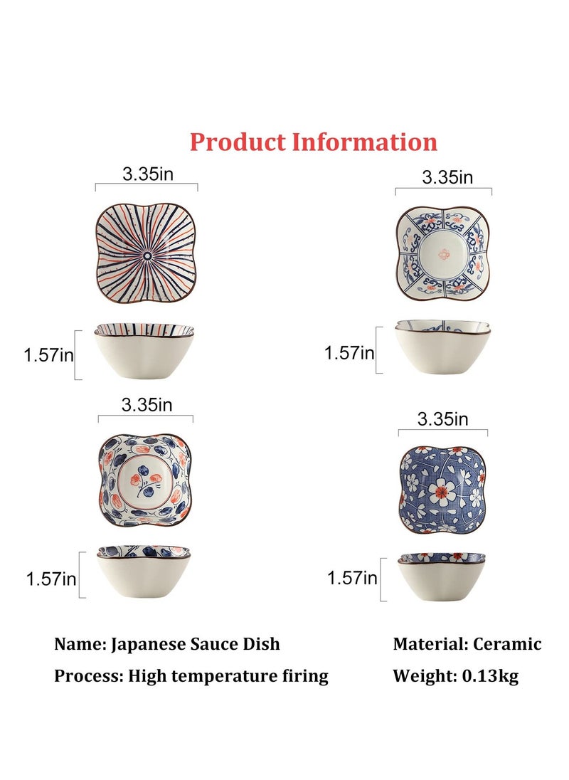 SYOSI - Ceramic Bowls Set of 4, Hand-Painted Ceramic Bowls,Ceramic Pinch Bowls, Small Snack Bowls for Tapas, Olive, Soy Sauce Dish, Dip Bowls, Ingredients 8.5cm*4cm - Image 1