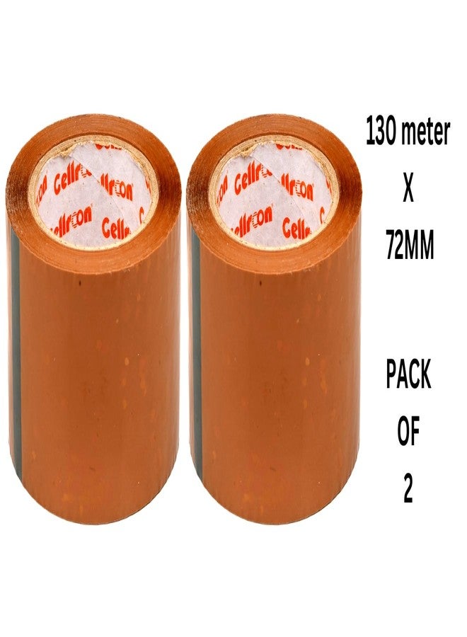 Cellroon Brown cello tape (3inch / 130meters) it is use for Office task's, craft and DIY Projects, Packaging and Shipping | Quick Fixes, Invisible Bonding, Cost-Effective (pack of 2) - Image 2
