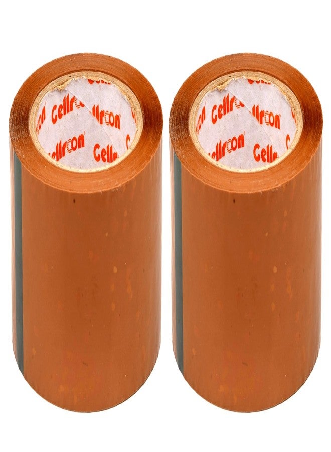 Cellroon Brown cello tape (3inch / 130meters) it is use for Office task's, craft and DIY Projects, Packaging and Shipping | Quick Fixes, Invisible Bonding, Cost-Effective (pack of 2) - Image 1