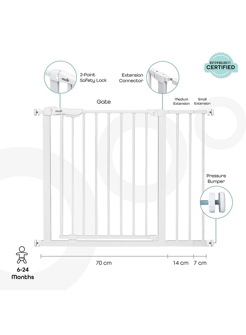 Moon Safety Gate With Extension Kit And 4 Pack Wall Cups ( 74.5-100 cm ) - Image 2